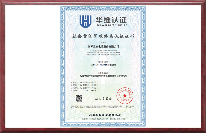 社會(huì)責(zé)任管理體系認(rèn)證證書(shū)